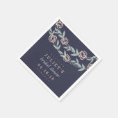 Mitternachtsblau, Rosa und Schwarz - Brautparty Serviette (Ecke)