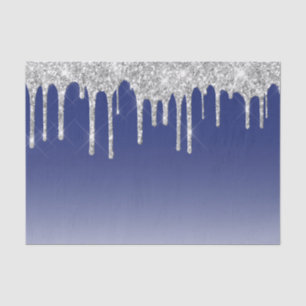 Mitternachtsblau-silberner Glitter-Tropfen-Grafik Seidenpapier