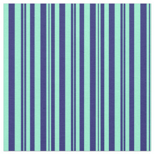 Mitternachtsblau und Aquamarine - farbige Streifen Stoff
