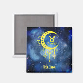 Mitternachtsblau und Gelb Individuelle Name Taurus Magnet (Vorderseite/Rückseite)
