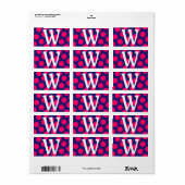Mitternachtsblau und Helles Rosa Punkt Monogramm Adressaufkleber (Vorne)