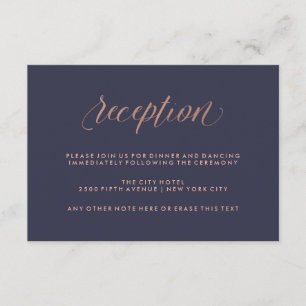 Mitternachtsblau und Imitats Rose Gold Hochzeitsem Begleitkarte