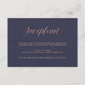 Mitternachtsblau und Imitats Rose Gold Hochzeitsem Begleitkarte (Vorderseite)