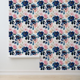 Mitternachtsblau und Rosa Tapete