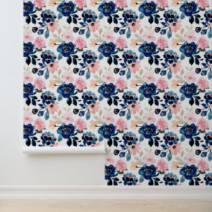 Mitternachtsblau und Rosa Tapete