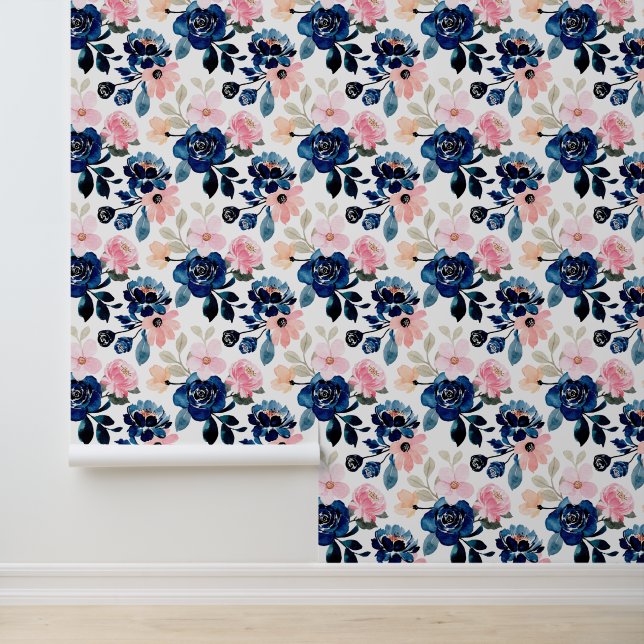 Mitternachtsblau und Rosa  Tapete (Anwendung)