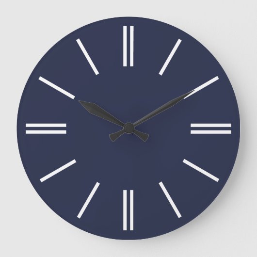 Mitternachtsblau und weiße Linien, Wall Clock Große Wanduhr (Vorderseite)