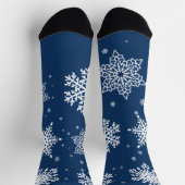Mitternachtsblau und weiße Schneeflocken Socken (Oben)