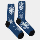 Mitternachtsblau und weiße Schneeflocken Socken (Rechts)
