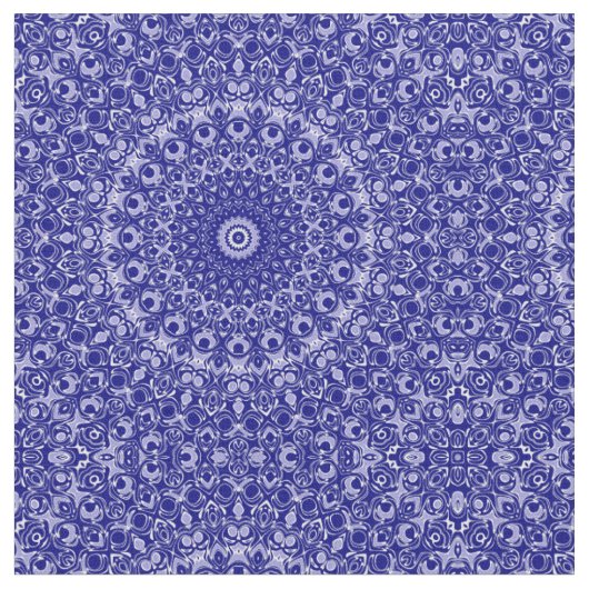 Mitternachtsblau-weißes Mandala-Muster Stoff (Nahaufnahme)