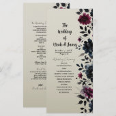 Mitternachtsblaue Burgunder Tintenblumen Mandel Ho Programm (Vorne/Hinten)
