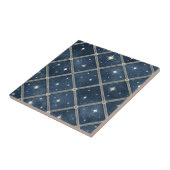 Mitternachtsblaue Diamantgitter - Sternennacht Fliese (Seite)