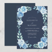 Mitternachtsblaue eisige Winterhochzeit Einladung (Vorne/Hinten)
