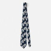 Mitternachtsblaue Floralkrawatte | Elegante Elfenb Krawatte (Vorderseite)