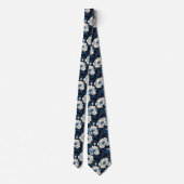 Mitternachtsblaue Floralkrawatte | Elegante Elfenb Krawatte (Rückseite)