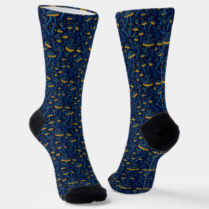 Mitternachtsblaue Goldpilz-Socken - Cottagecore-So Socken