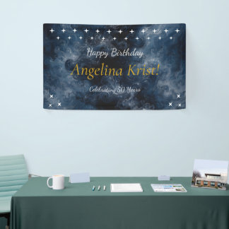 Mitternachtsblaue himmlische Geburtstags-Party-Fla Banner
