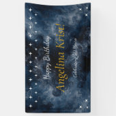 Mitternachtsblaue himmlische Geburtstags-Party-Fla Banner (Vertikal)