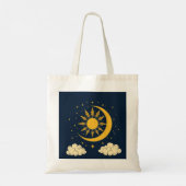 Mitternachtsblaue kosmische Wolkenlinien-Kunststim Tragetasche (Rückseite)