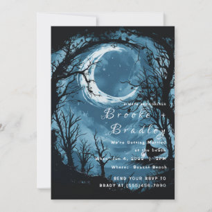 Mitternachtsblaue Mondlicht-Gotische Hochzeit Einladung