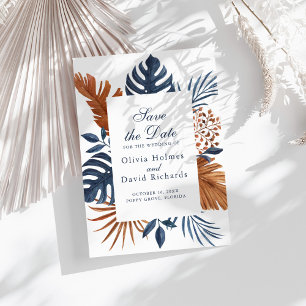 Mitternachtsblaue Monstera Save-the-Date-Karte Save The Date