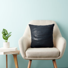 Mitternachtsblaue Ozeanwelle Minimalistisch Kissen