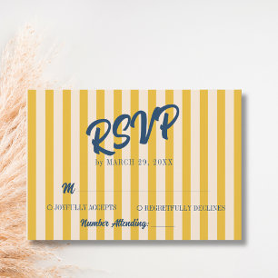 Mitternachtsblaue Retro-Gedämpfte-Pfirsich-Streife RSVP Karte