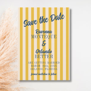 Mitternachtsblaue Retro-Gedämpfte-Pfirsich-Streife Save The Date