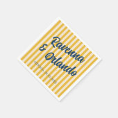 Mitternachtsblaue Retro-Gedämpfte-Pfirsich-Streife Serviette (Ecke)