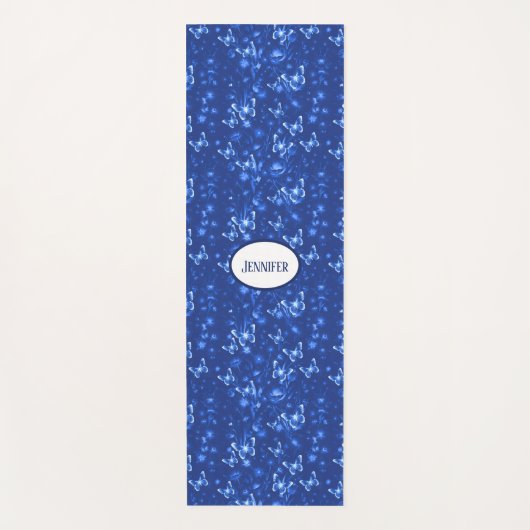 Mitternachtsblaue Schmetterlinge Yogamatte (Vorderseite)