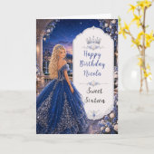 Mitternachtsblaue Sweet 16 Prinzessinnengarten Karte (Gelbe Blume)