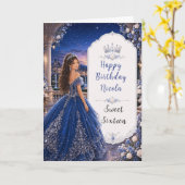 Mitternachtsblaue Sweet 16 Prinzessinnengarten Karte (Gelbe Blume)