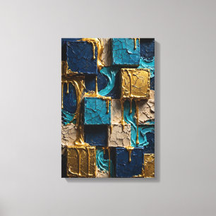 Mitternachtsblaue und geschmolzene goldene Würfel  Leinwanddruck