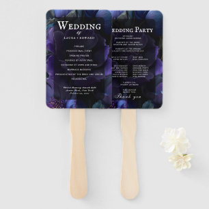 Mitternachtsblaue und violette Blumenhochzeitsanzu Fächer