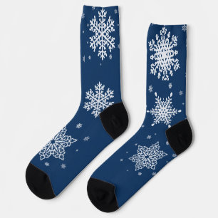 Mitternachtsblaue und weiße Schneeflockensocken Socken