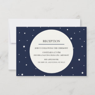 Mitternachtsblaue Vollmond-Stern Hochzeitsempfang Einladung