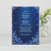 Mitternachtsblaue Winter Eleganz Einladung (Stehend Vorderseite)