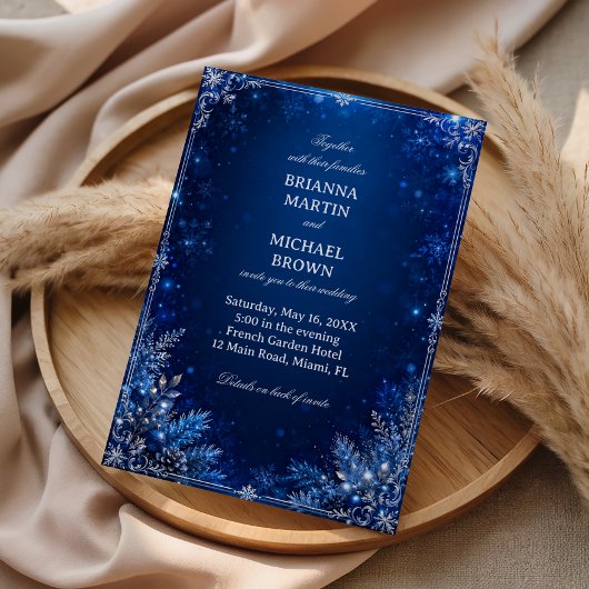 Mitternachtsblaue Winter Eleganz Einladung