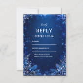 Mitternachtsblaue Winter-Eleganz RSVP Karte (Vorderseite)