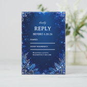 Mitternachtsblaue Winter-Eleganz RSVP Karte (Stehend Vorderseite)