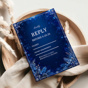 Mitternachtsblaue Winter-Eleganz RSVP Karte