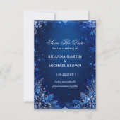 Mitternachtsblaue Winterblumen-Eleganz Save The Date (Vorderseite)
