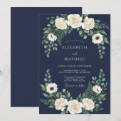 Mitternachtsblaue Winterhochzeit Einladung (Vorne/Hinten)