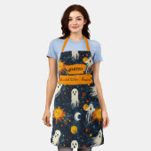 Mitternachtsblauer Halloween-Schürze mit Geistern Schürze (Getragen)