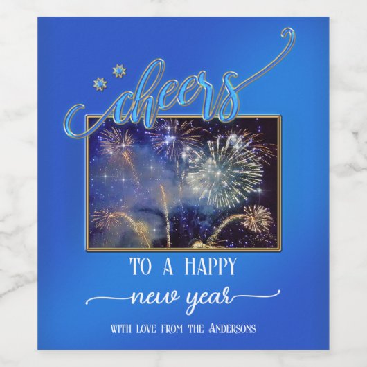 Mitternachtsblauer Käse Weinetikett Neues Jahr Fot (Einzelnes Label)