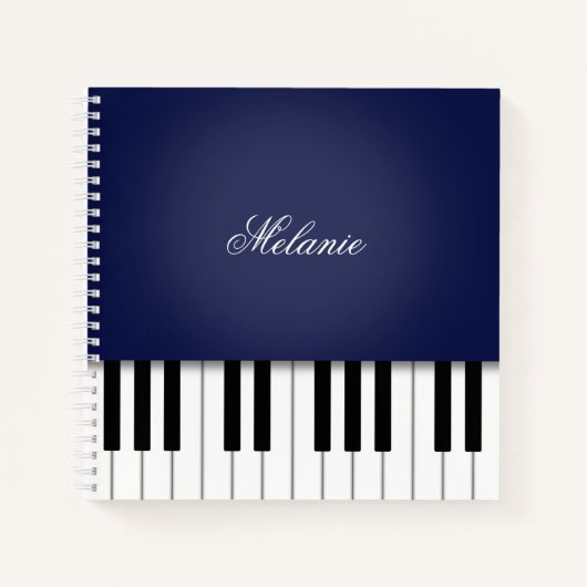 Mitternachtsblauer Klaviermusik Personalisiert Notizblock (Vorderseite)