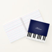 Mitternachtsblauer Klaviermusik Personalisiert Notizblock (Innenseite)
