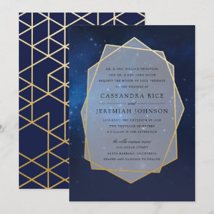 Mitternachtsblauer Konstellation Hochzeitseinladun Einladung