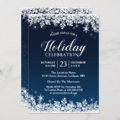 Mitternachtsblauer Schneeflocken Feierlichkeiten Einladung (Vorne/Hinten)