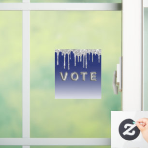 Mitternachtsblauer Silber-Glitter-Drip-Grafik-Wahl Fensteraufkleber